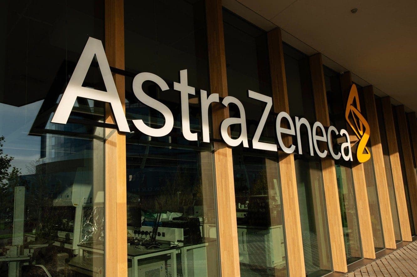 AstraZeneca signage on a building facade